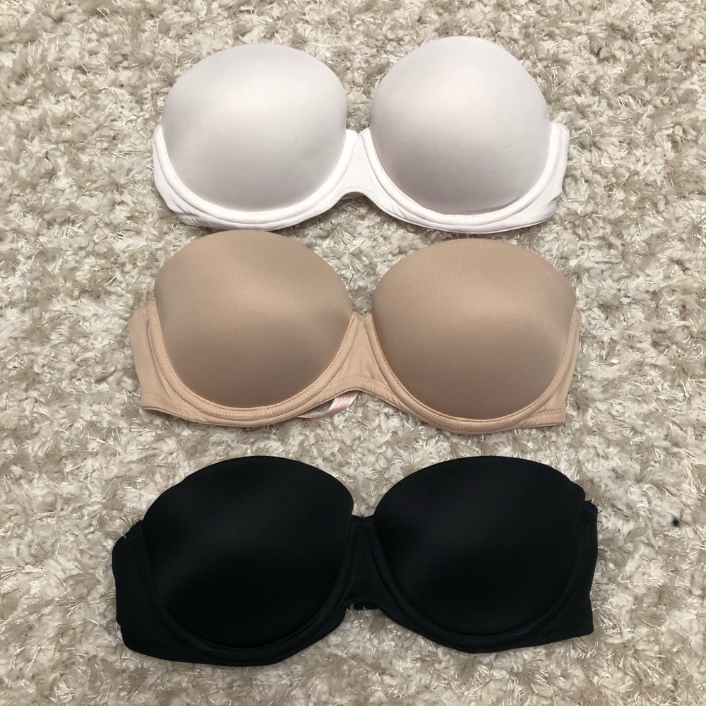 Victoria Secret Pink strapless bras